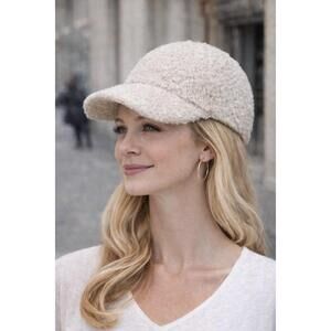 NEW MITCHIE'S MATCHINGS curly lamb baseball cap in beige